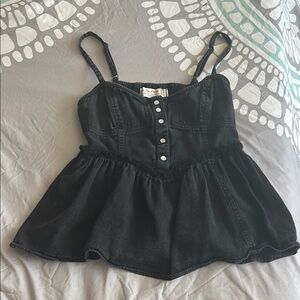 Free People Black Denim Tank Top